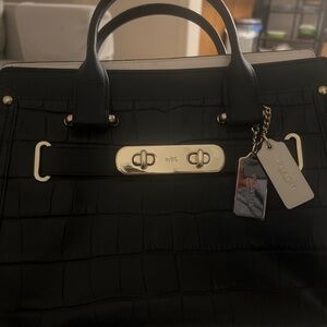 EMB CROC COACH SWAGGER HANDBAG